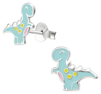 Produktbild von Kinder Ohrstecker Dino 925 Silber Ohrringe „Dinosaurier“ Türkis