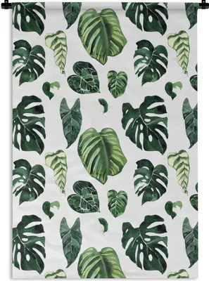 Produktbild von MuchoWow® Wandteppich Wandbehang Tropisch - Blätter - Grün 90x135 cm Tapisserie Dekoration Wandtuch - Baumwolle - Wandskulptur