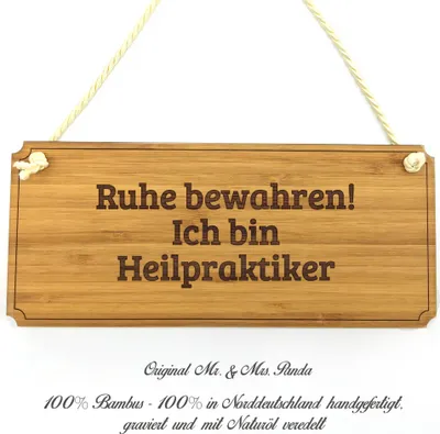 Produktbild von Mr. & Mrs. Panda Firmenschild Heilpraktiker - Geschenk, Schild, Eingangsschild, Shabby, Gratulation, Werbeschild, Geschenkidee, Landhaus, Hinweisschild, Graviert, Rente
