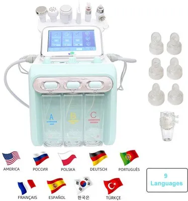 Obrázok produktu pre Hydrodermabraziový prístroj na tvár – 6 funkcií – 250 W – profesionálne zariadenie na čistenie a omladzovanie pleti