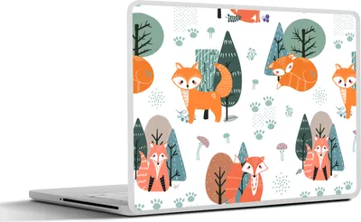 Produktbild von MuchoWow® Laptop Aufkleber Sticker Cover Muster - Fuchs - Baum 30x21 cm - Sticker für Laptop - Selbstklebend