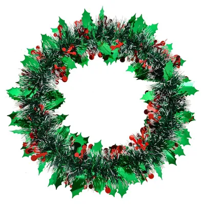 Image de Clayre & Eef Couronne de Noël Ø 35 cm Vert Plastique