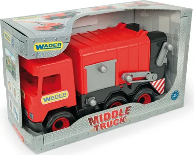 Produktbild von MIDDLE TRUCK Müllwagen rot-schwarz im Schaukarton