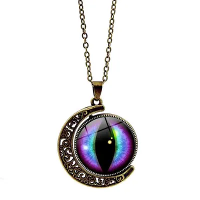 Produktbild von Uni Mehrfarbige Rotation Drachenauge Mond Anhänger Kette Halskette Schmuck Geschenk-Silber