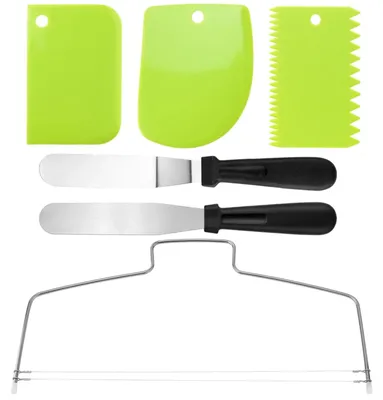 Produktbild von Tortenbodenschneider Set - 6-teilig - Tortenteiler und Tortensäge für Backzubehör