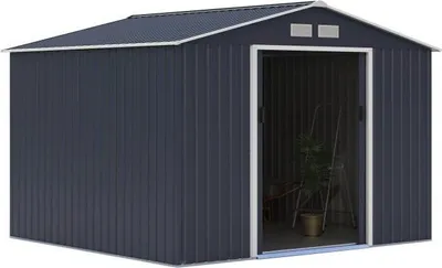 Image de 7,06 m² Abri de jardin métallique - 2 portes coulissantes - Gris anthracite