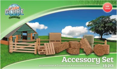 Produktbild von KidsGlobe Farming Zubehör Set 19tlg. für Bauernhof mit Zäunen Heuballen 1:32