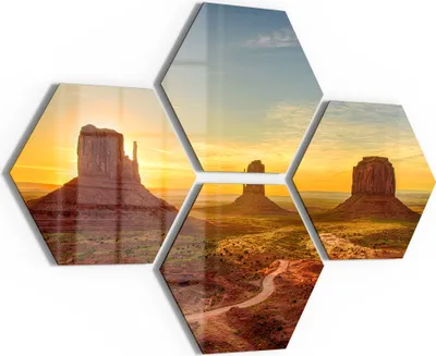 Produktbild von DEQORI Glasbilder 4-tlg 100x70 cm 'Sandsteinformationen' Wandbilder XXL groß