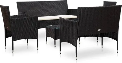 Obrázok produktu pre vidaXL 5-dielna záhradná obývacia súprava s vankúšmi Poly Rattan Black