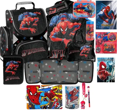 Produktbild von SPIDEY SPIDERMAN Schulranzen set 15in1 Ranzen rucksack Federmappe Turnbeutel SPIDER-MAN fur JUNGEN FÜR SCHULKINDER SCHULRANZEN FEDERMAPPE TURNBEUTEL