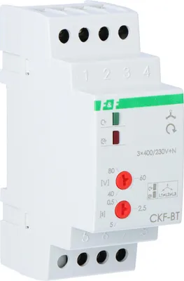 Produktbild von Phasenfolge- und Phasenausfallsensor CKF-BT Kontakt: 1NO, I=10A, einstellbare Ansprechzeit 0,5-15 Sek., 2 Module