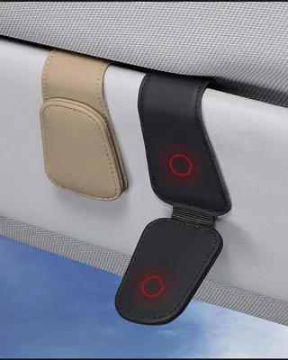 Produktbild von Sonnenblenden Brillenhalter für Auto - Leder, Grün, Clip für Sonnenbrille