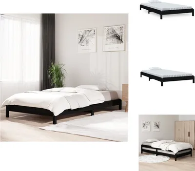 Produktbild von vidaXL Stapelbett Schwarz 90x200 cm Massivholz Kiefer - Betten & Bettgestelle