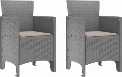 Produktbild von vidaXL Gartenstuhl 2 pcs Hellgrau 53 x 49 x 85 cm Polypropylen