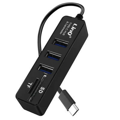Immagine prodotto di Hub USB-C LinQ 5-in-1 con 3 porte USB e lettore di schede SD/micro SD nero