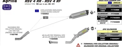 Obrázok produktu pre ARROW Racing prechodová trubka pre Aprilia RSC4RF 2015-16 / RSV4RR 2015-16 / Tuono V4 Factory 2015 / Tuon