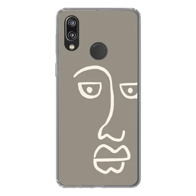 Produktbild von MuchoWow® Handyhülle Schutzhülle Hülle für Huawei P20 Lite (2020) Gesicht - Abstrakt - Strichzeichnung Silikon Softcase Handy Hülle - Kartenhalter