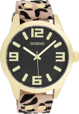 Produktbild von Oozoo Armbanduhr beige schwarz Leder Timepieces Damen Analog-Quarzuhr UOC1098A