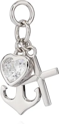 Produktbild von Kettenanhänger Glaube Liebe Hoffnung 925 Silber Herz Zirkon weiß 16mm Anhänger