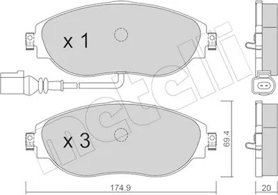 Produktbild von METELLI Bremsbeläge Satz Vorne Bremsklötze für VW Golf VII Schrägheck (5G1, BQ1, BE1, BE2) 22-0952-0