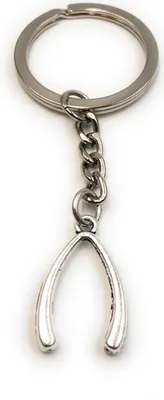 Produktbild von Onwomania Schlüsselanhänger Wünschelrute Silber Metall Anhänger Charm