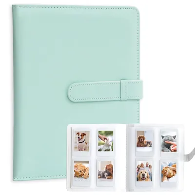 Image de Album photo pour appareils photo instantanés - 128 pochettes - Compatible avec les appareils photo instantanés Instax Mini et Polaroid - Vert menthe