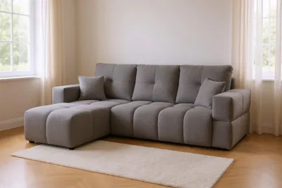 Produktbild von Ecksofa Schlafsofa Sofa DENISE in Stoff Centaur Dunkelgrau Ottomane Links