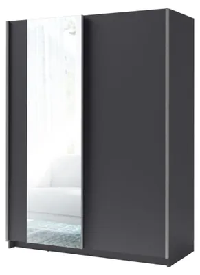 Image de Armoire GOZU 181 cm avec 2 portes coulissantes et miroir – Gris graphite