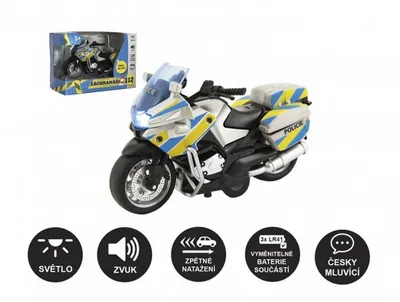 Image de Moto de police 12cm réversible avec son et lumière CZ