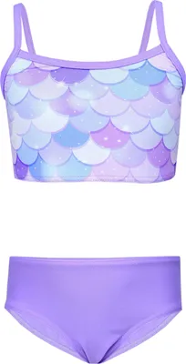 Produktbild von Aquarti Mädchen Bikini Set Bustier Bikinislip Zweiteiliger Badeanzug, Farbe: 038C Meerjungfrau Violett / Lila, Größe: 128