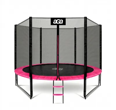 Produktbild von Aga SPORT PRO Trampolin, 305 cm 10 ft Rosa, Kindertrampolin, Gartentrampolin mit Sicherheitsnetz + Sicherheitsnetz + Leiter