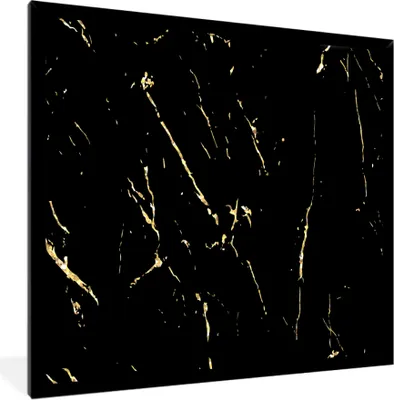 Produktbild von MuchoWow® MuchoWow® Gerahmtes Poster Marmor - Schwarz - Gold - Luxus 40x40 cm - Poster mit zchwarzem Bilderrahmen - Mit Rahmen - Wanddekoration Schlafzimmer