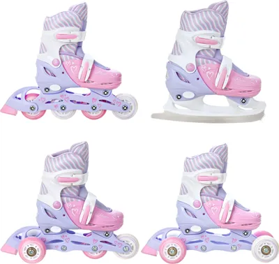 Produktbild von 4in1 Inlineskates/Triskates/Rollschuhe/Schlittschuhe Raven Loret Lila/Pink 27-30 verstellbar