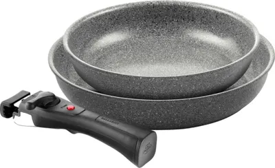 Produktbild von BALLARINI Tower - Set of Bratpfannen und Stielkasserolle (20 + 28 cm, mit Stielkasserolle of 16 cm, Keramikbeschichtung, induktionsgeeignet, abnehmbarer Griff, Aluminium)