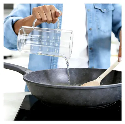 Produktbild von 1L Messbecher aus Borosilikatglas, Präzise Skala, Hitzebeständig, Mikrowellengeeignet, Ergonomischer Griff, für Kochen und Backen