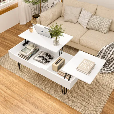 Produktbild von GUNUSS Couchtisch höhenverstellbarer Wohnzimmertisch 100 *50*45cm Ablagefach Sofatisch Kaffeetisch Ausziehbare Tischplatte