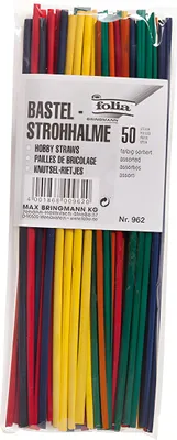 Image de Pailles de bricolage colorées 22cm 50 pièces