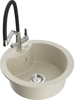 Produktbild von Mexen Diego 1-Becken-Granitspüle mit Mischbatterie Duo, Beige - 6512-69-671701-07