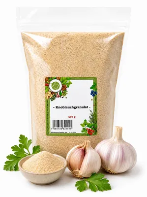 Produktbild von KT 500 g Knoblauchgranulat - Knoblauch Granulat - Knoblauch getrocknet & granuliert - 1A Qualität
