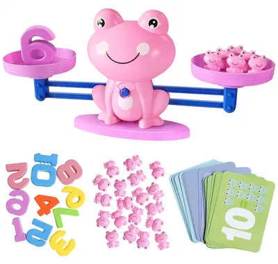 Produktbild von Lernspielzeug Frosch Waage Zahlenwaage - Mathespielzeug - Zahlenklötze - Ab 3 Jahren - 19 Frösche, 30 Karten