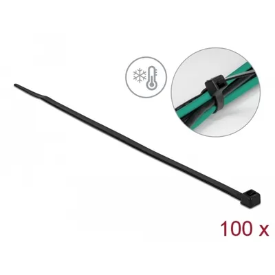 Produktbild von DeLOCK Kabelbinder kälteresistent L 380 x B 4,8 mm schwarz 100 Stück, Kabelbinder mit paralleler Einführung, Polyamid, Schwarz, 10,7 cm, 380 mm, 4,8 mm