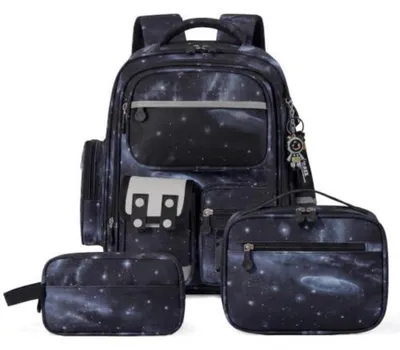 Produktbild von 3-teiliges Schulrucksack Set Jungen 1-5 Klasse Sternenschwarz Reflektierend 25L Ergonomisch