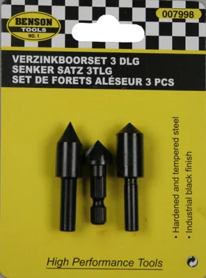 Produktbild von Bohrer Set 3-teilig mit Senkkopf, Durchmesser 12 mm, 16 mm, 19 mm