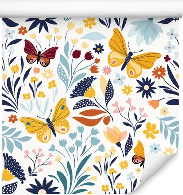 Produktbild von 10m VLIES TAPETE Rolle Dekorative BUNTE BLUMEN Schmetterlinge Vintage Wohnzimmer 6448