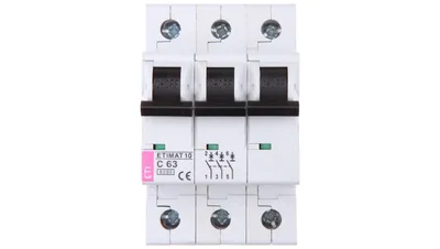 Zdjęcie produktu dla Wyłącznik automatyczny 3P C 63A 6kA AC ETIMAT10 002135722