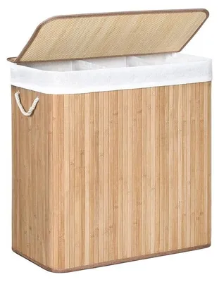 Produktbild von Wäschekorb mit 3 Fächern – Bambus – Natur – 60 x 40 x 61,5 cm