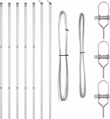 Image de vidaXL Poteaux de clôture 7 pcs argent acier