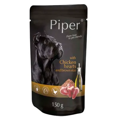 Obrázek produktu pro PIPER s kuřecími srdíčky a hnědou rýží, kapsička pro psy 150 g