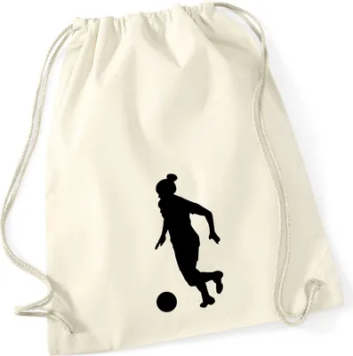 Produktbild von Huuraa Turnbeutel Soccer Fußball 12 Liter Natural Baumwolle Rucksack Geschenkidee