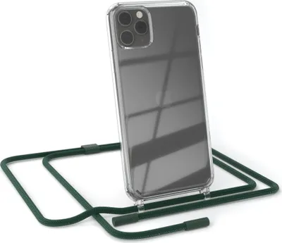 Produktbild von EAZY CASE Handykette für Apple iPhone 11 Pro Max, Clear Case aus Silikon, mit Umhängeband, abnehmbare Endstücke, Handyband in Grün